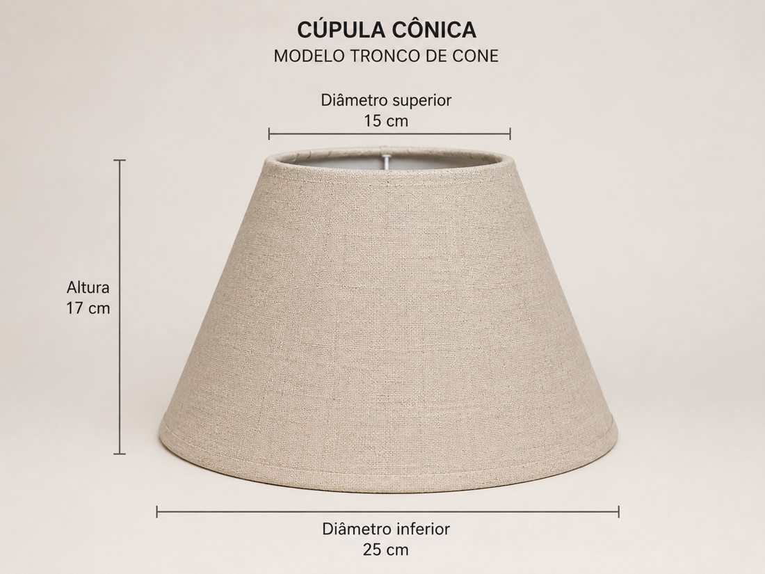Cúpula cônica em tecido para abajur